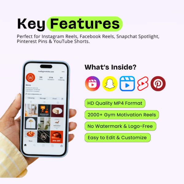 Perfect for Instagram Reels, Facebook Reels, Snapchat Spotlight, Pinterest Pins & YouTube Shorts